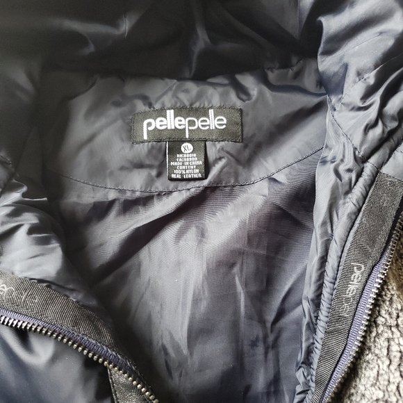 Pelle Pelle Elite Series Black & Blue Mixed Media Puffer Jacket Leather Sleeves - Picture 13 of 16